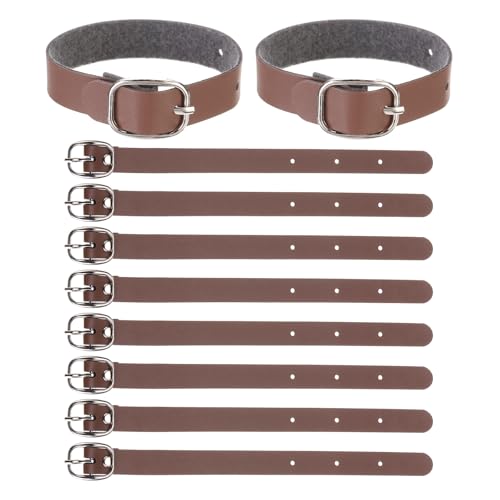 Image of PATIKIL Luggage Tag Strap, 10 Pcs PU Leather Extender Buckle Straps Luggage Tag Luggage Strap Tag Holder Adjustable for Suitcase Hanging Accessories Travel, Brown