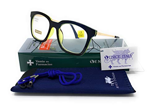 Gafas de lectura, presbicia Mujer Diseño de LUJO Premium en Colores: Red, Azul. VENICE Helen - Dioptrías: 1 a 3,5 (Azul, 1,00)
