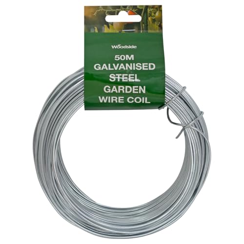 Woodside Galvanised Steel Garden Wire 2mm x 50m Strong Rust-Resistant & Multi-Purpose for Plant Support & Ties Wire Fencing + Crafts & DIY