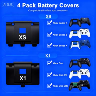 Image of DXKK Controllers Charger, Rechargeable Battery Only for Xbox One /Elite, 2 Pcak Controller Battery Pack for Xbox Series X /S Controllers with Controller Cover & USB-C Cable
