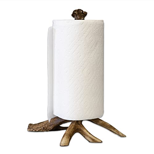 Mountain Mikes - Antler Paper Towel Holder- Decor Inspired By The Great Outdoors - Durable Replicated Deer Antlers - Easy Installation - Fits Traditional Paper Towel Rolls #TOP30