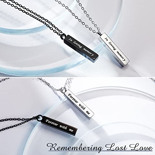 Kenning 4 Pieces Cremation Jewelry for Ashes Memorial Urn Pendant Necklace Crystal Stainless Steel with CZ Necklace Keepsake Ashes Pendant for Women Pet Cremation Jewelry, Black and Silver2