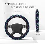 Elastic Weed Leaves Neon Colorful Black Car Steering Wheel Cover Protector Upgrade Thicken,Anti Slip Soft Car Accessories for Diverse Cars Truck SUV for Men Women Universal 15 Inch - Image 7