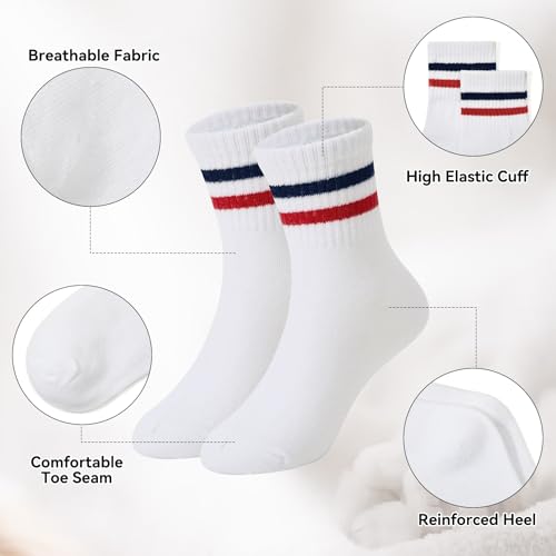 Zando Girls Striped Athletic Socks Kids Soccer Crew Socks School Uniform Cotton Ankle Socks for Toddler2