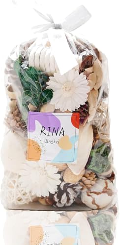 Qingbei Rina Bolsas de popurrí con aroma a jazmín, flores secas, relleno de jarrón decorativo blanco, fragancia para el hogar, decoración de boda (500 g), grande
