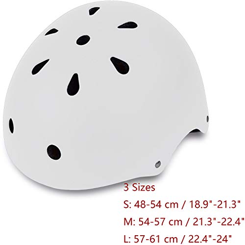 Adult Skateboard Bike Helmet For Men And Women, Lightweight Adjustable, Multi-Sport For Bicycle Skate Scooter (White, Large) #TOP1