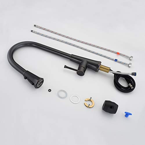 Ekrte Kitchen Faucet, Oil Rubbed Bronze Kitchen Faucet With Pull Down Sprayer, Single Handle Pull Out Kitchen Faucet, Contemporary High Arc Sink Faucet #TOP5