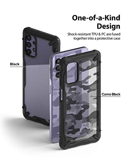 Image of Ringke Fusion-X for Samsung Galaxy A32 5G Case Back Cover, [Military Drop Tested] Ergonomic Camo Hard PC Back TPU Bumper Impact Resistant Protection - Camo Black