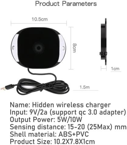 Invisible Wireless Charger, 10W Furniture Wireless Charging Board, 20mm Long -Distance Wireless Mobile Phone Charger, Suitable for iPhone 12 Pro Max Mini, Galaxy and Other QI Compatible Devices