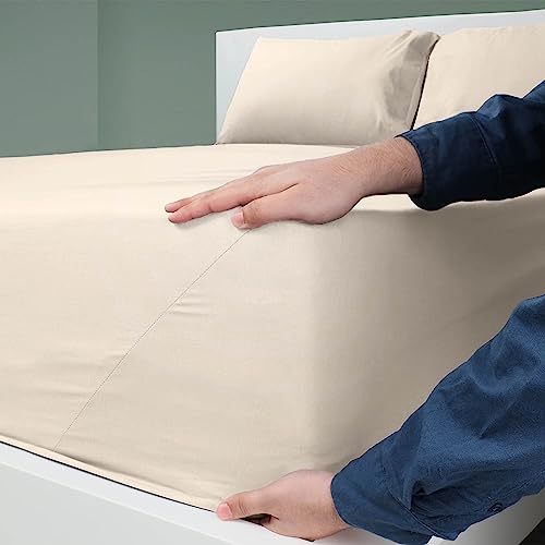 Martex 1S18286 225 Thread Count Cotton Rich Bed Brushed Cotton Blend Super Soft Finish Easy Care Machine Washable Wrinkle Resistant Bedroom Guest Room 3 Piece Sheet Sets, Twin, Ivory #TOP5