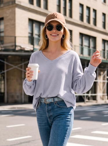Image of Dokotoo Womens Waffle Knit Tops Trendy Fashion 2026 Oversized T Shirts