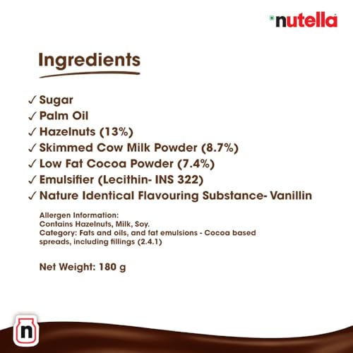 Image of Nutella Hazelnut Spread with Cocoa, 180 gram