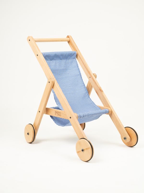 Rocking Potato Wooden Doll Stroller with Fabric Seat β Classic Toy Pram β Pretend Play Pushchair for Kids β Durable & Safe Design