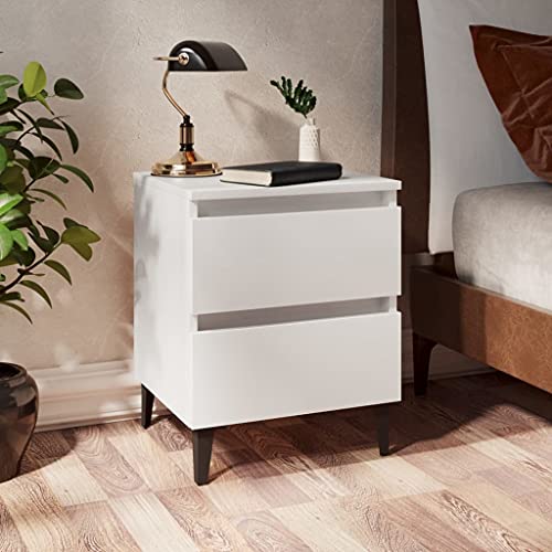 QZZCED Mesita de Noche Industrial con Dos Cajones y Patas de Metal, Estructura Estable y Robusta para Dormitorio, Fácil de Limpiar con Paño Húmedo, Diseño Elegante para Organización