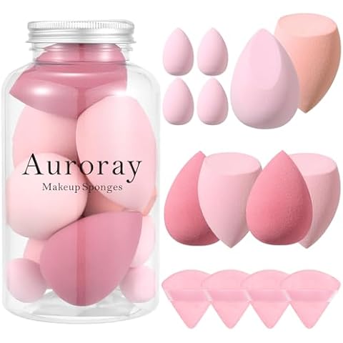 14 Pcs Makeup Sponge Set,Beauty Sponges Blender with 4 Pcs Powder Puff and 4 Pcs Mini Make up Sponges Valentine's Day,Mother's Day for Women Liquid,Foundation,Powder,Concealer,Cream(Pink) Cover