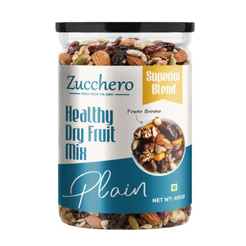 Image of Zucchero Healthy Dry Fruit Mix (400g) - Daily Health Trail Mix | Power Booster | Almond, Cashew, Amla, Sunflower, Flax, Date, Cranberry, Kiwi | Classic Indian Mix | 100% Natural | No Oil, Salt or Preservatives | Lab Tested