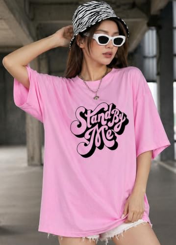 Image of London Hills Oversized Tshirt for Woman | t Shirt for Woman Oversized Fit Printed Round Neck | Tops for Woman's | Women t Shirt Loose Fit Drop Shoulder | t Shirts for Women | Western Tops