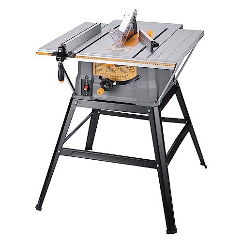 Hoteche 10-Inch Table Saw 15-Amp Benchtop Jobsite Saw Powerful and Precise Woodworking Tool with Extension Tables and Stand -  P805212A