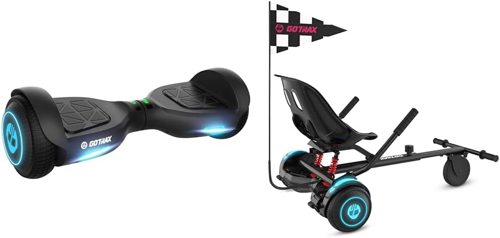 Hoverboard Gotrax with wheels and 6.5 "LED headlights, attack greater than 6.2 miles per hour and hoverboard with rear shock absorption, Hoverboard Go Kart (bla) 2 41u825RRmhL. AC SL1001