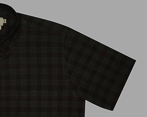 Image of GHPC 100% Cotton Checkered Half Sleeves Regular Fit Formal Shirt for Men