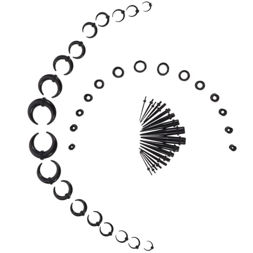 ABOOFAN Juego de Dilatadores para Orejas de Cuerno de Buey Negro