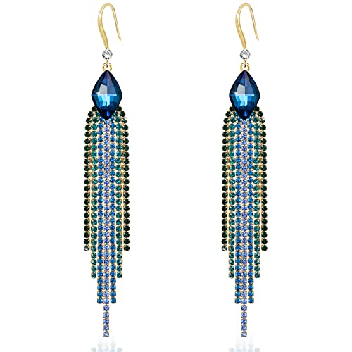Boucles D Oreilles Pompon Boucles Doreilles Pendantes Chaîne Extra-Longue Strass Scintillantes Or Bleu Boucle Doreille Boucles Doreilles Fantaisie Diamant Cadeaux De La Saint-Valentin Pour Femmes Cover