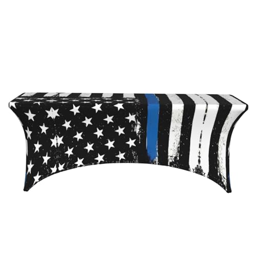 Housse de table extensible élasthanne bleu rétro drapeau USA - 3