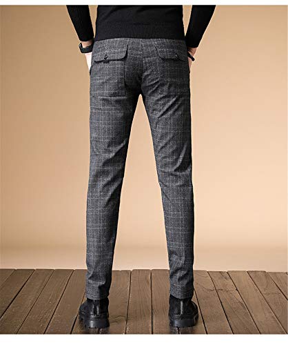 Andongnywell Mens Dress Pants Slim Fit Stretch Skinny Suit Pants Man Slim Stretch Plaid Casual Trousers3