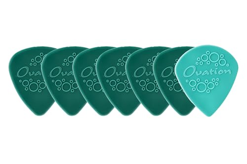 Ovation - Juego de 7 púas de nailon estándar 351 (6 + 1 punta afilada), 1.00 mm, verde azulado,...