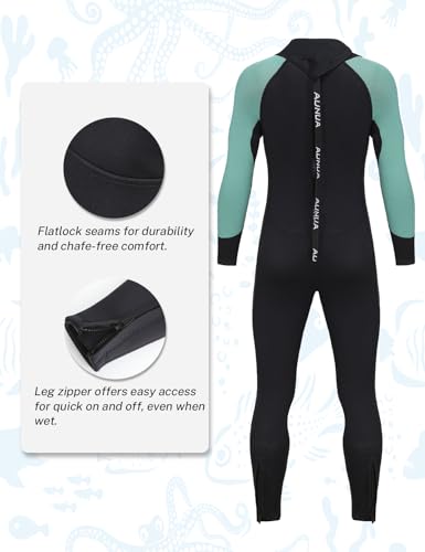 Aunua Kids Wetsuit for Youth Boys Girls, 3/2mm Full Wetsuit for Swimming, Surfing