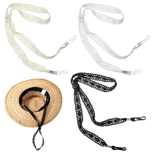 3 piezas de correas ajustables para sombrero con clips anti-pérdida