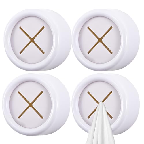 SGERUFZ 4 Stück Geschirrtuchhalter Handtuchhalter im Set, ABS Handtuchhaken, Runden Handtuchklemme, für Bad, Küche und Haushalt, Selbstklebender(Weiß)