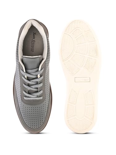 Image of San Frissco Men's Perforated Sneaker Casual Lace-Up Shoes | Soft Cushioned Footbed with TPR Sole | Comfortable and Trendy Casual Shoes for Office and College