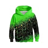 2026-Sweat-shirt garçon à imprimé Graphique Pull Manches Longues Polaire Douce pour Jeux extérieurs et Quotidien décontracté (Green, 15-16 Years)