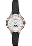 Emporio Armani Orologio da donna, movimento a fasi lunari, cassa in acciaio inossidabile riciclato da 32 mm in oro rosa (almeno 50%) con cinturino in pelle, AR11514