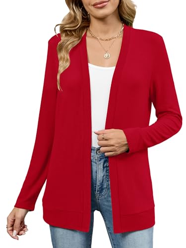 Image of Heymoments Lightweight Open Front Cardigan Sweater for Women Long Sleeve Causal Bolero Button Down Soft Outwear Tops