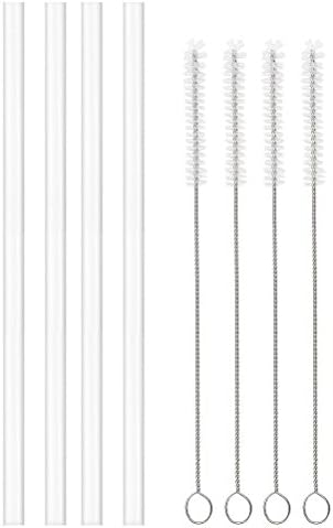 [4 Pack] Straws Replacement for Hydroflask Wide Mouth Bottle Straw Lid, 4 BPA-FREE Straws and 4 Straw Cleaning Brushes