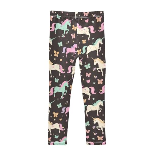 Unicorns Butterfly Girls' Leggings Toddler Doodles Kids Yoga Pants Dance Active Tights 4T2