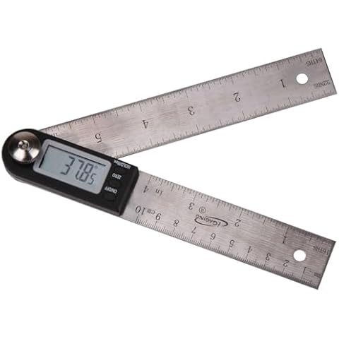 iGaging Digital Protractor with 7" and 4" Stainless Steel Bladed Cover