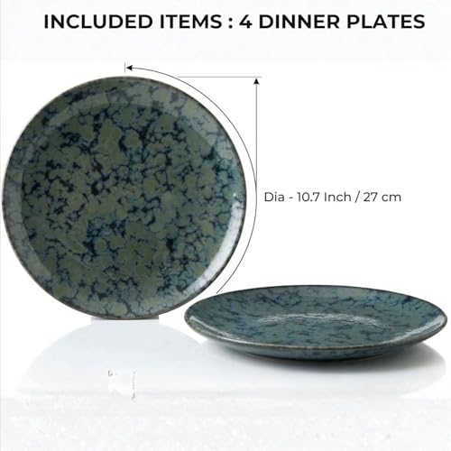 Image of Freakway Stoneware Dinner Plates Round, Set of 4,Grey, Reactive Glaze Modern Contemporary Style