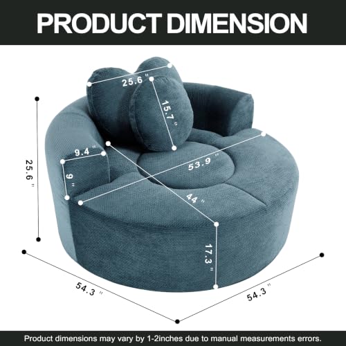 Image of Trustyue Boneless Couch,Comfy Fluffy Sofa Bed,Upholstered Sleeper Sofa with Cup Holder and Throw Pillows,Corduroy Plush Cloud Lounge Chair (Blue, Waffle Polyester)