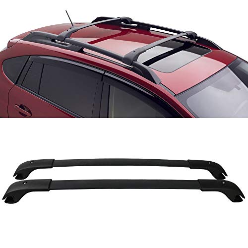 Cross Bars Compatible with 2012-2016 Subaru Impreza XV Crosstrek, Aluminum Black Sport Roof Rack Cross Bar Luggage Carrier By IKON MOTORSPORTS, 2013 2014 2015 12 13 14 15 16