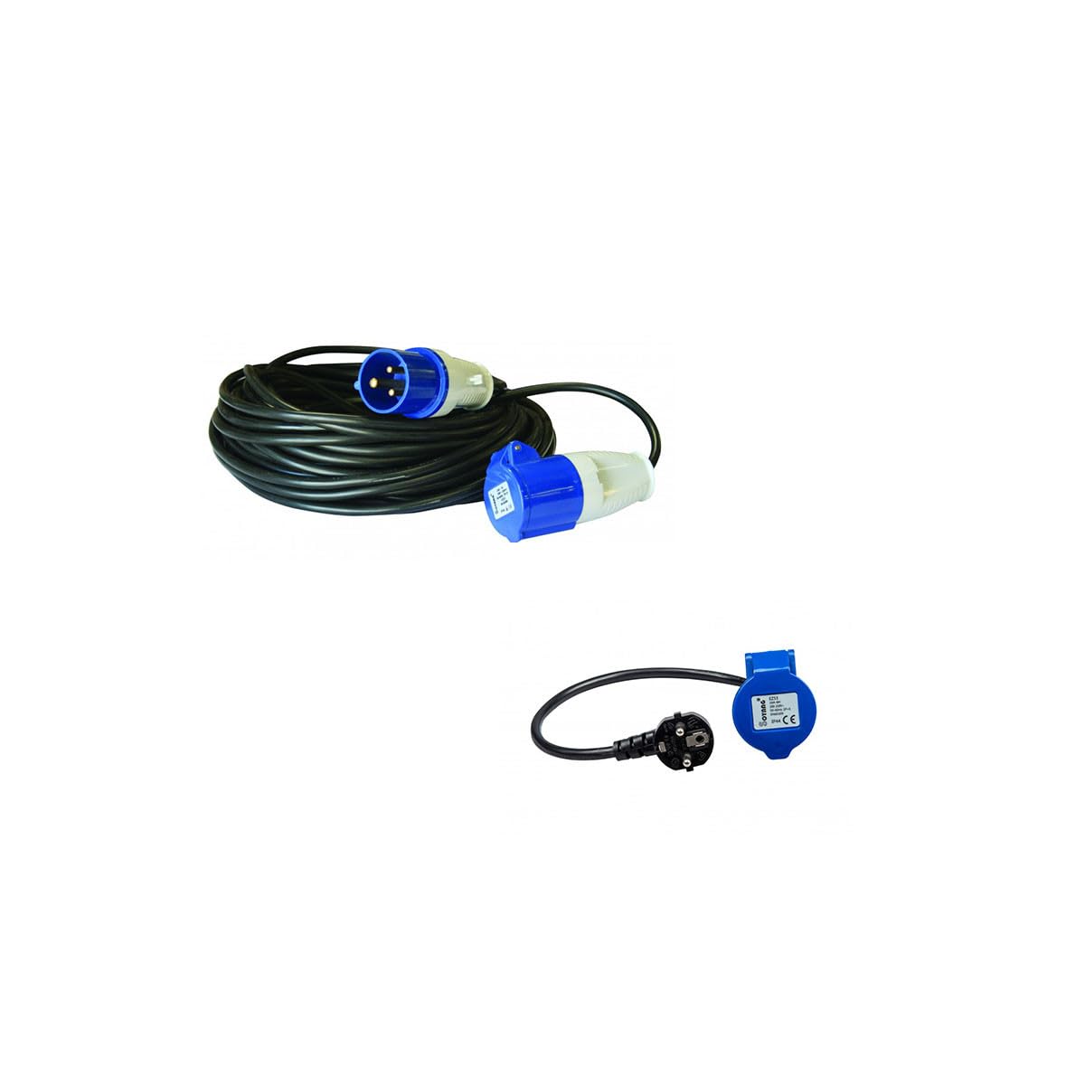 Antarion Pack Rallonge Electrique 25m Prise P17 + Adaptateur Femelle P17-230V 1.5m pour Camping-Car