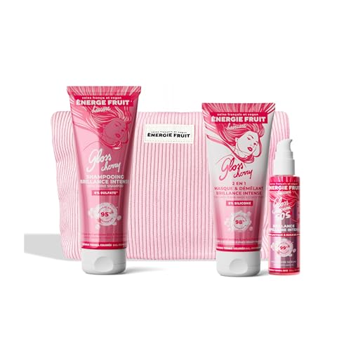 ENERGIE FRUIT - Coffret Cadeaux Routine Gloss Brillance Intense - Cheveux Ternes En Manque d'Eclat - Trois Produits Shampooing, Masque & Démêlant et Sérum...