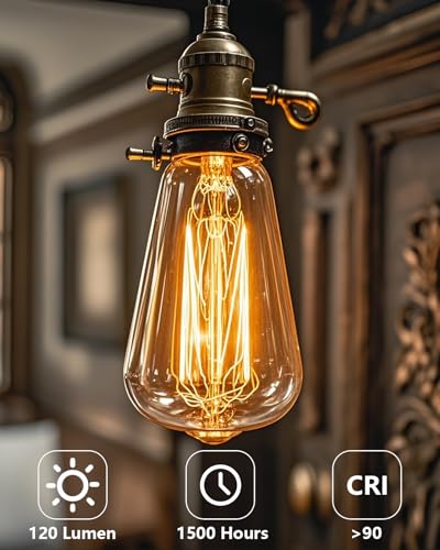 Vanke E27 Vintage Light Bulbs 40W Incandescent Edison Screw Decorative Filament Bulb 2200K Warm Light 120 Lumens Dimmable Pack of 3 - Image 4