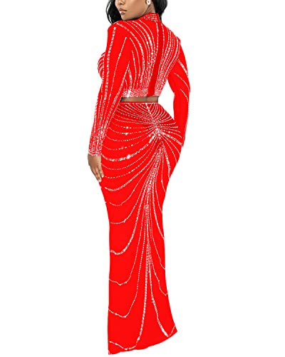 Image of PORRCEY Sexy Elegant Rhinestone Party Club Night Formal Dress for Women