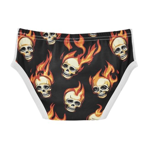 Wusikd Flaming Skulls Boys' Underwear Cotton Black Boys Briefs Soft Toddler Underwear 2T2