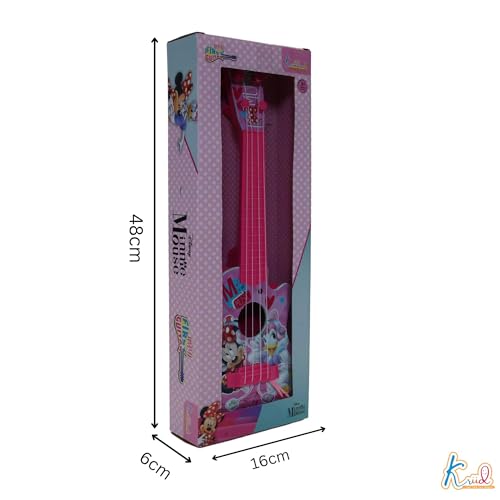Image of Minnie Mouse Theme 4-String Toy Guitar for Girls - Lightweight & Durable Educational Musical Instrument for Toddlers - Pink Disney Character Guitar| Birthday Gift for Kids Ages 3+, 43cm