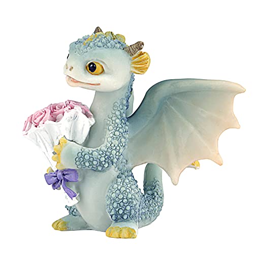Cynor Miniature Fairy Garden Figurines Outdoor Statues Terrarium Dragon Holding Flowers Decor Housewarming Gift For Patio Lawn Yard #TOP1