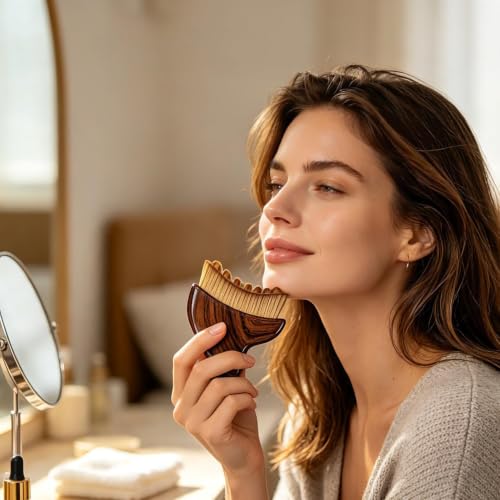 Image of Lymphatic Brush Guasha | Face Sculpting Tool for De-Puffing, Jawline Definition & Skin Firming | Soft Bristle Facial Lymphatic Drainage Brush for Massage & Skincare Use